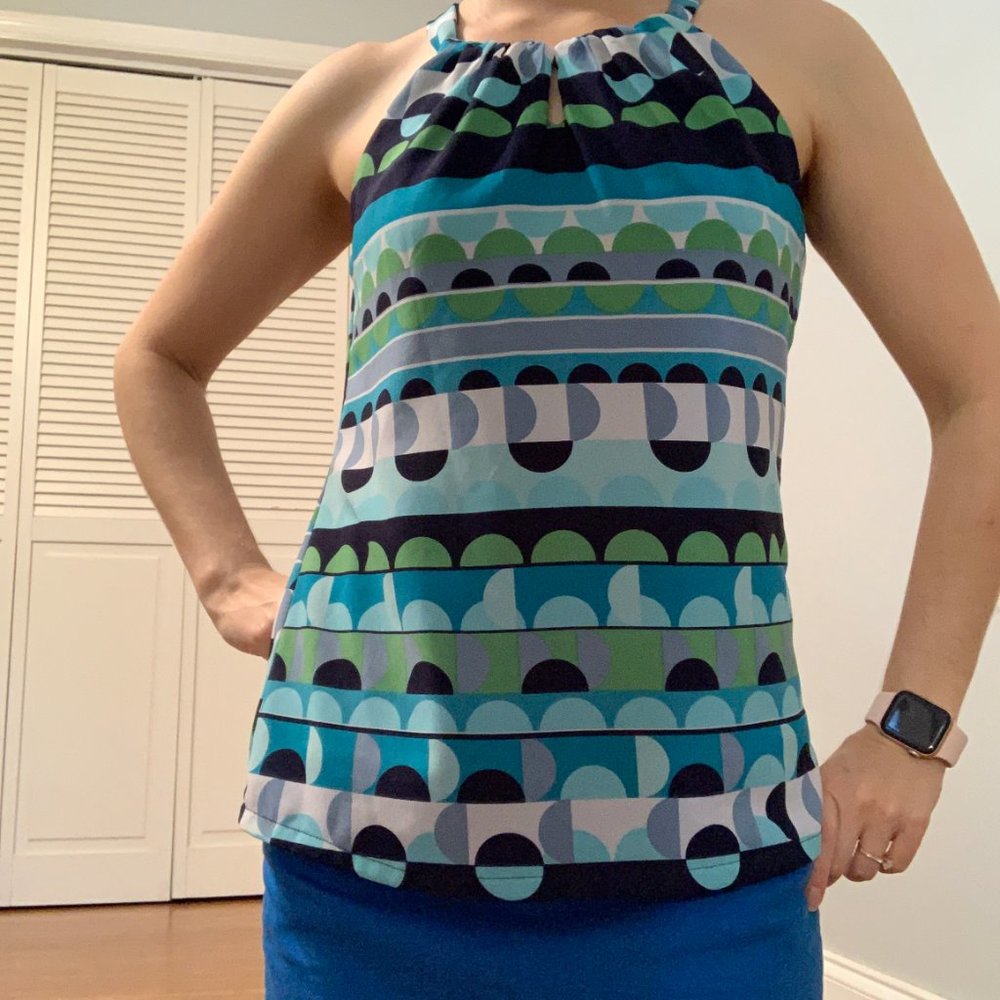 Banana Republic Strapless Blue Print Top sz XS EUC